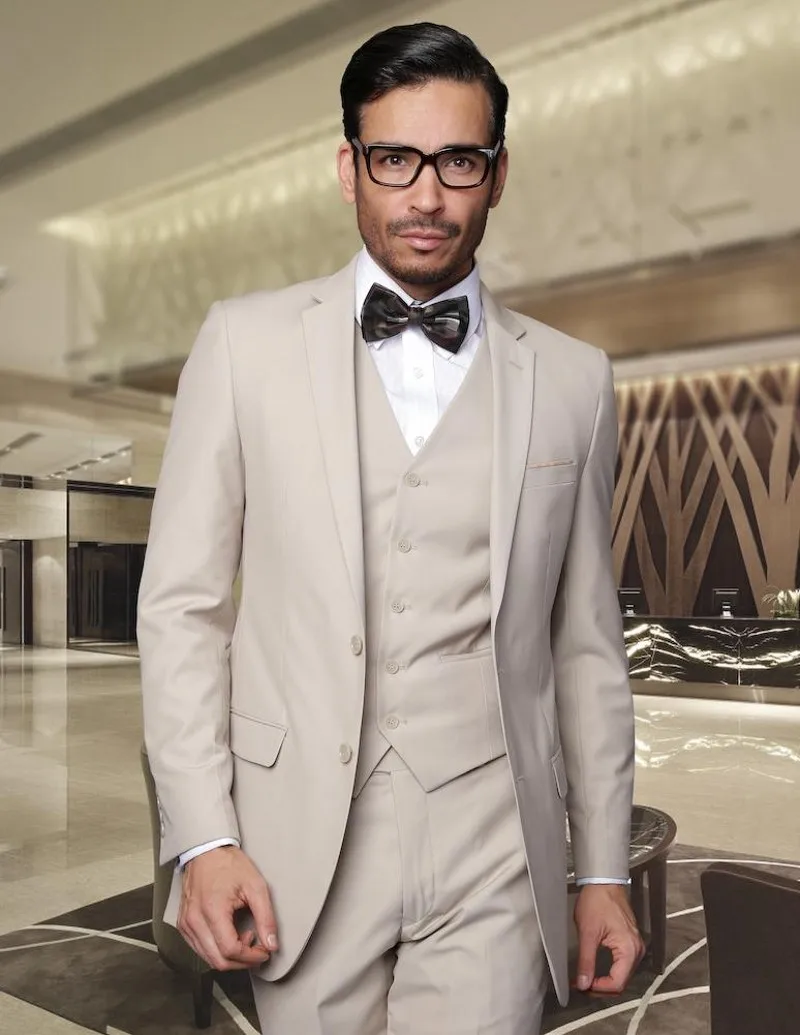 

3 Pieces Mens Suits Two Buttons Wedding Suits for Men Groom Tuxedos Business Formal Suit (Jacket+Pants+vest+tie)