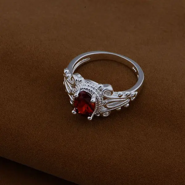 AR478 серебряное кольцо ювелирное изделие серебряный цвет/красный камень/ausajlza atpajkwa