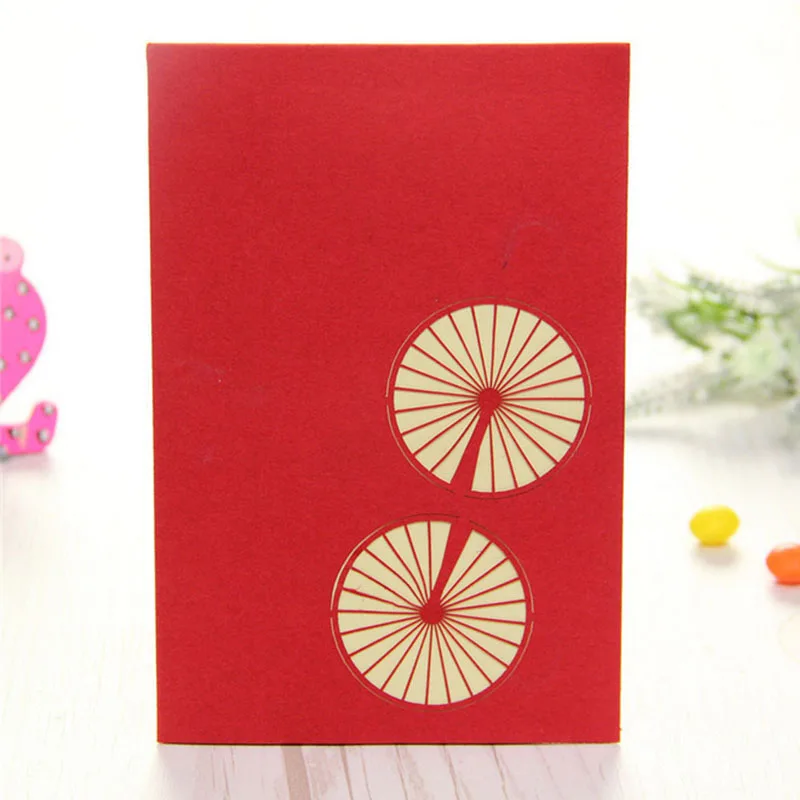 Новый 3D всплывающие поздравительные открытки ручной работы велосипед День