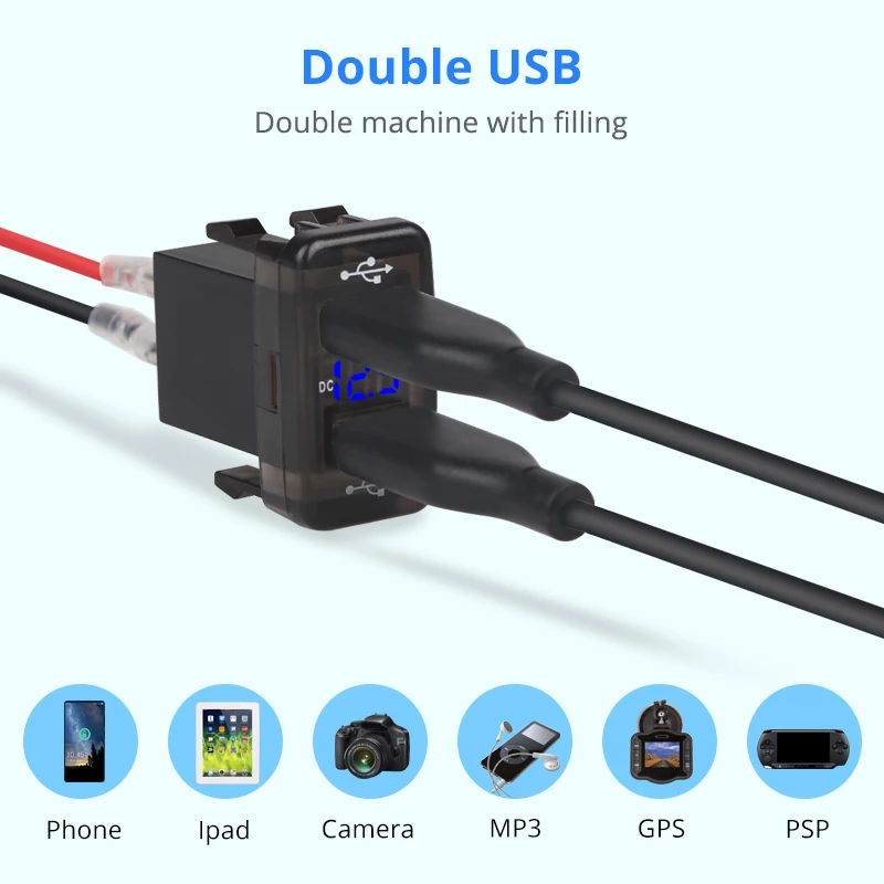 Автомобильное зарядное устройство WATERWICH 5V 2.1A с двумя USB для телефона 12V