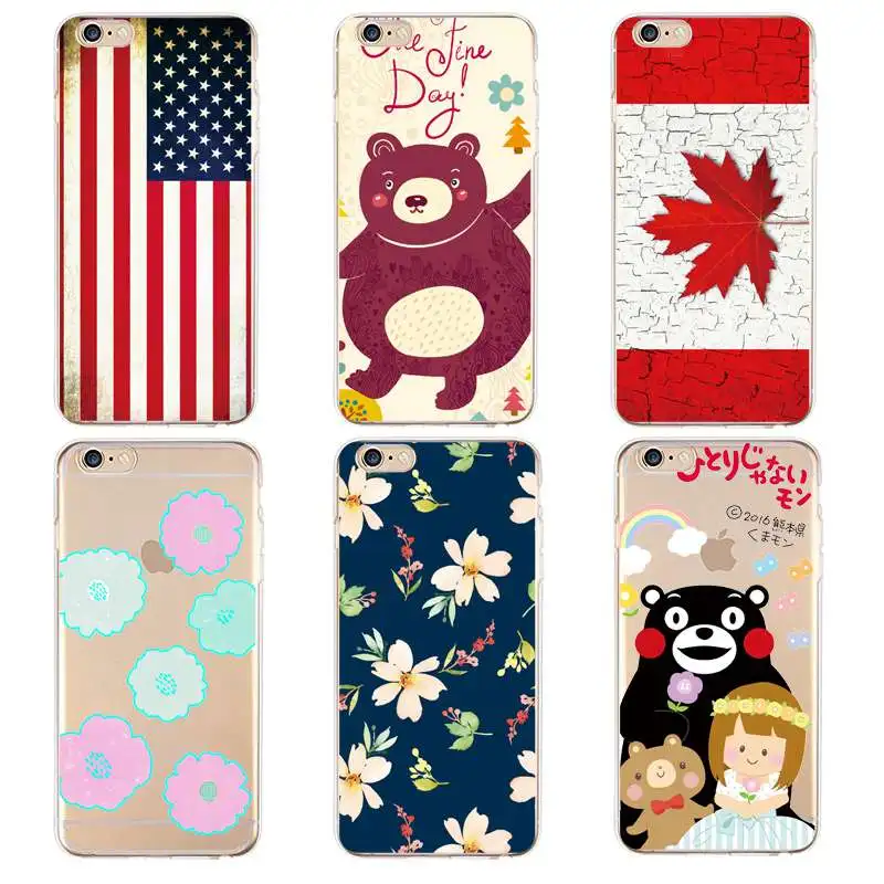 Мягкий прозрачный чехол из ТПУ для iPhone 4/4S 5 5S 6 6plus 7 8plus x силиконовый с флагом