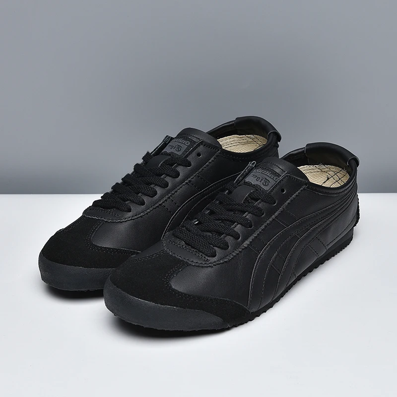 TIGER ONITSUKA обувь для мужчин и женщин чистый черный кожаные кроссовки износостойкие