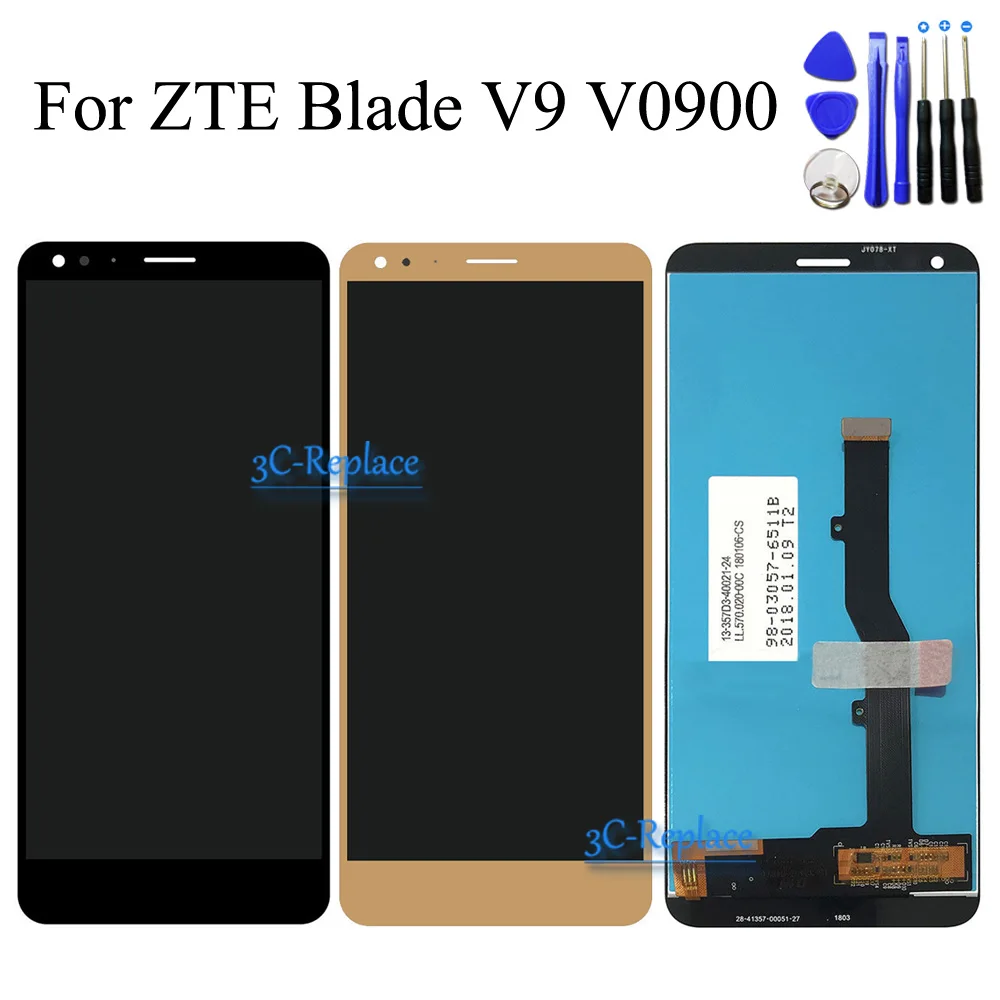 Высокое качество Цвет черный/золото 5 7 дюймов для ZTE Blade V9 V0900 ЖК дисплей +