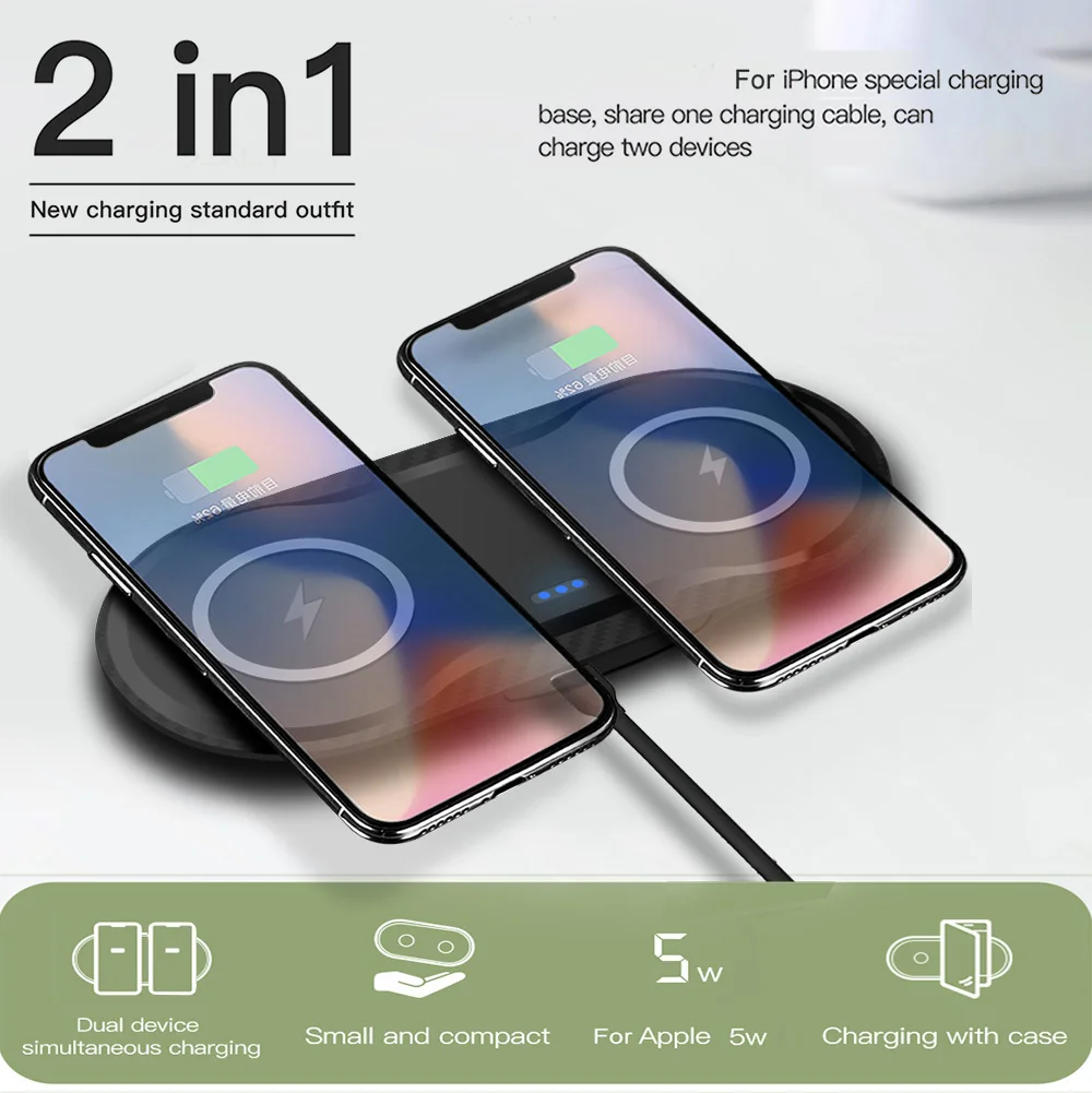 FDGAO двойной Ци Беспроводной Зарядное устройство Pad для IPhone X XR XS Max 8 плюс samsung Galaxy S10