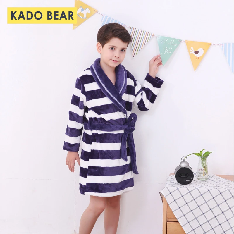 Фланелевый банный халат для маленьких детей теплая зимняя одежда сна мальчиков и