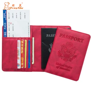 USA Red Double-Headed Eagle Pu Leather Passport Holder Place Multiple Cards Built In Rfid Blocking Protect Personal Information