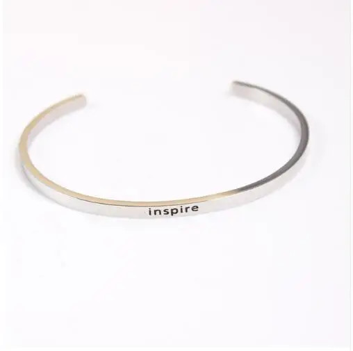 Серебряный 316l из нержавеющей стали 3 мм гравировка YOU'RE MY PERSON манжета браслет для любимой позитивный навевающий Вдохновение Браслет с мантрой - Окраска металла: 1