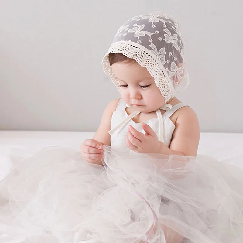 Nishine Nordic Vintage Girl Lace Beanie Hat Kids Princess Summer Sun Bonnet Caps Butterfly Headwear Photography Props |