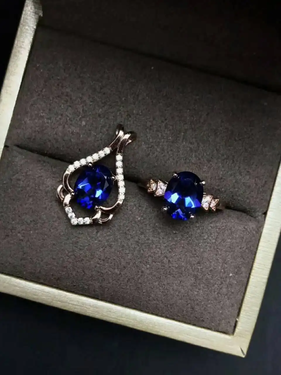 KJJEAXCMY Fine jewelry 925 Стерлинговое Серебро инкрустированная натуральная Подвеска из танзанита кольцо shinv цвет Тото Бо ожерелье набор