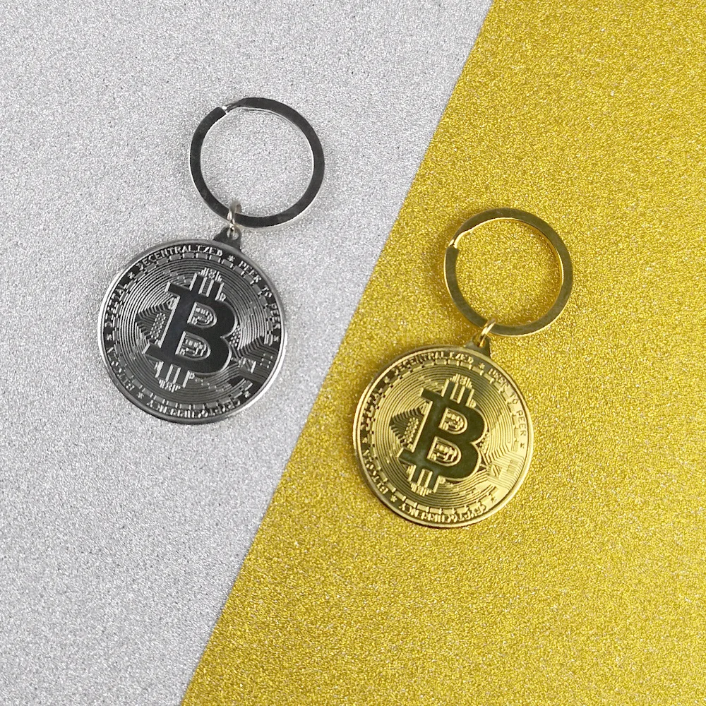 1 шт. новинка 2019 модный сплав Биткойн брелок серебро золото розовое винтажный