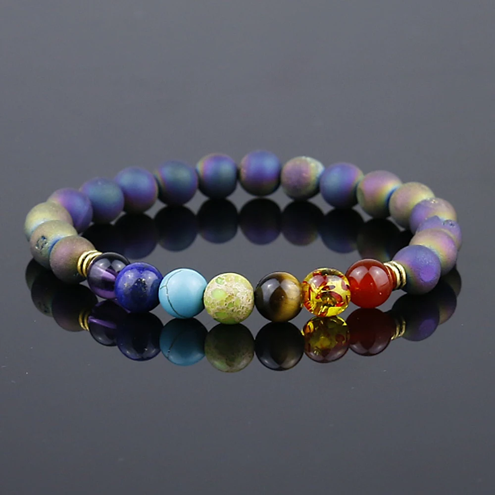 Разноцветный 7 чакр лечебный Балансирующий браслет с бусинами Йога энергия