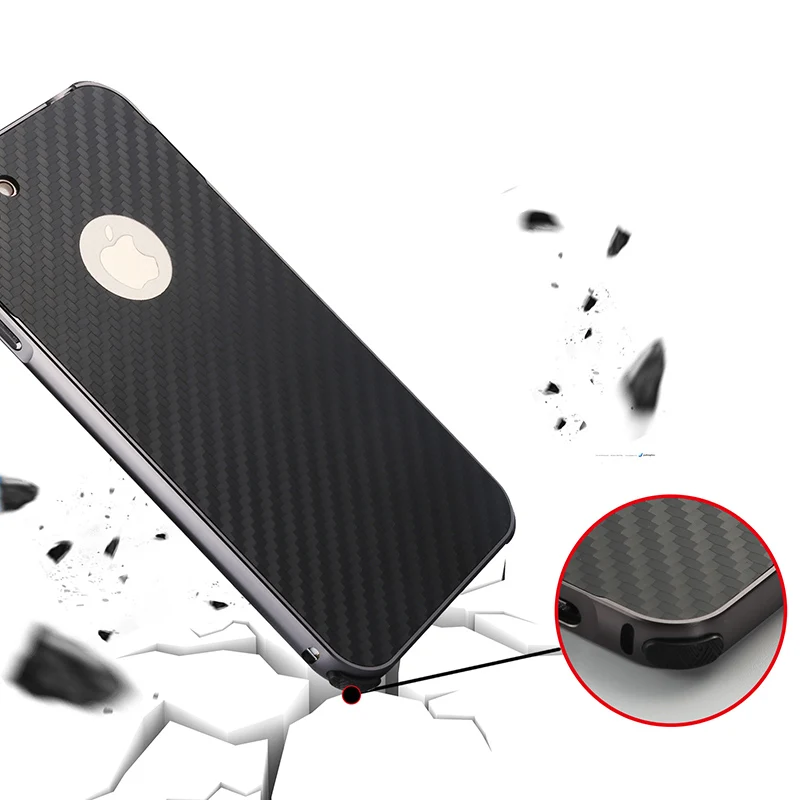 Zeallion для iPhone 7 4.7 &quotРоскошные Покрытие Алюминий металла Рамки + Карбон Волокно