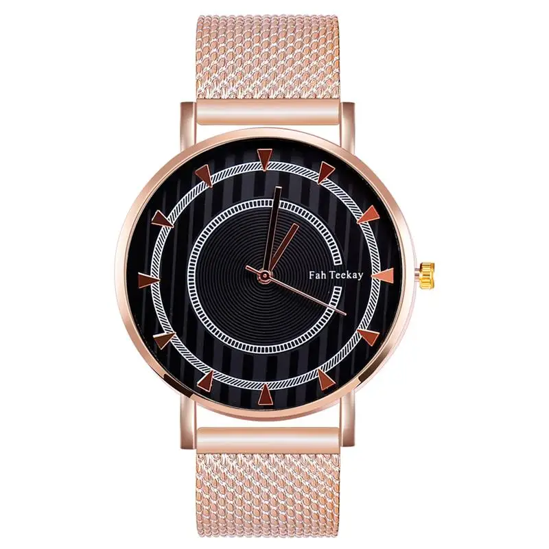 Rose Gold 1 Модные Роскошные мужские часы с большим циферблатом и сетчатым ремешком, Аналоговые кварцевые наручные часы из нержавеющей стали, мужские часы унисекс, черные часы Relogio - Цвет: Rose Gold 1
