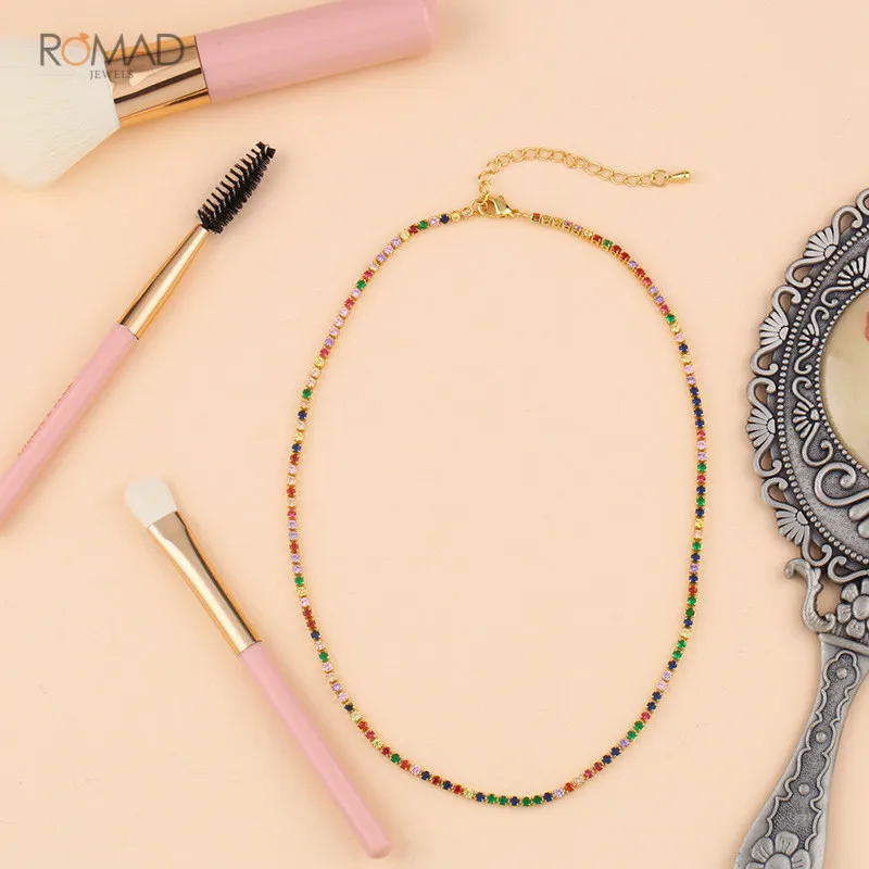 Ожерелье Romad золотого цвета с радужным кубическим цирконием Очаровательное