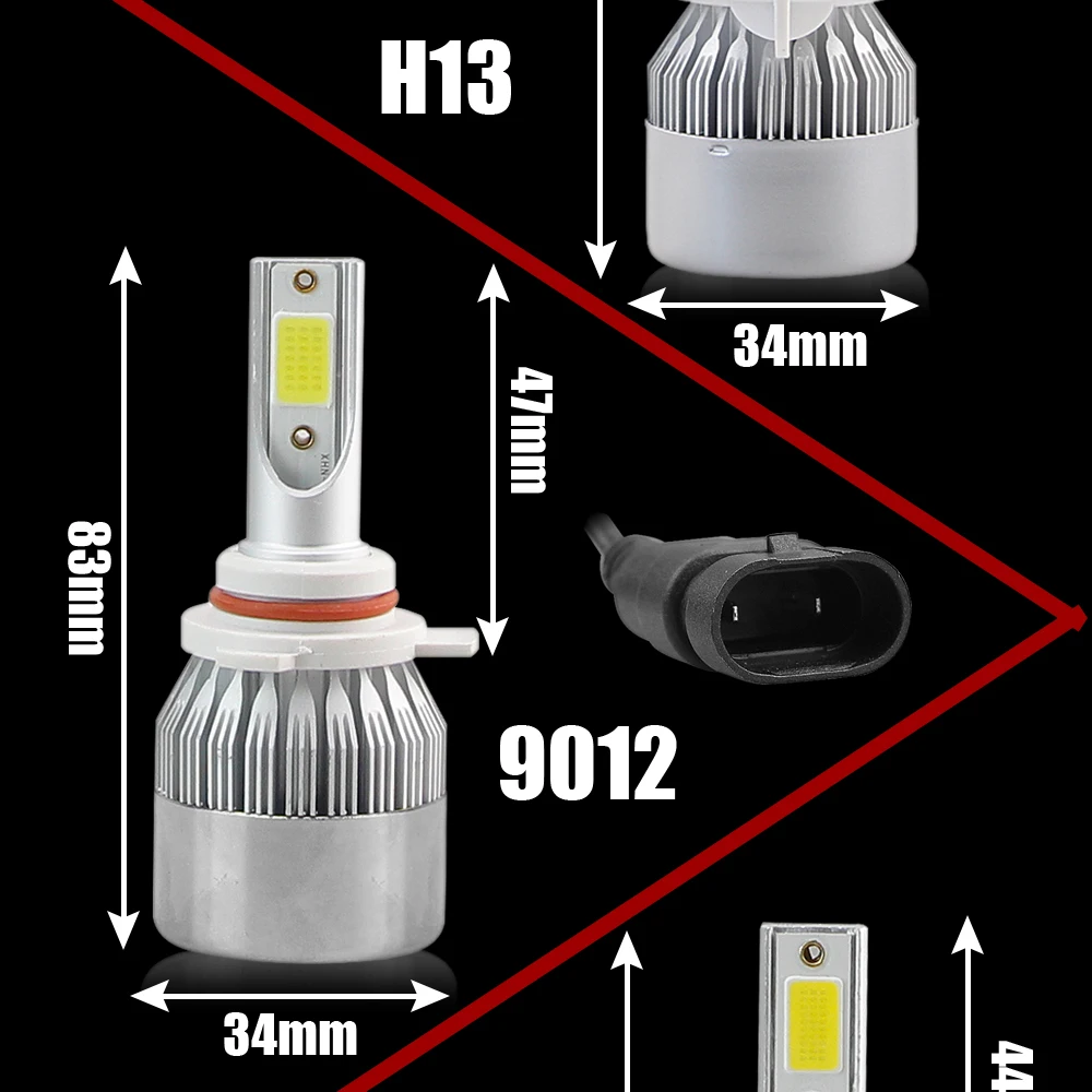 2x H7 светодиодный H11 H4 Hi/короче спереди и длиннее сзади) H1 H3 H8 HB1 HB3 HB4 HB5 H10 HIR2 H13 H16 H27