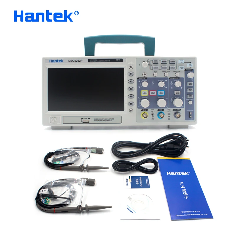 Цифровой осциллограф 200 МГц Hantek DSO5202P пропускная способность 2 канала PC USB LCD Портативный Osciloscopio портативный Электрический инструмент