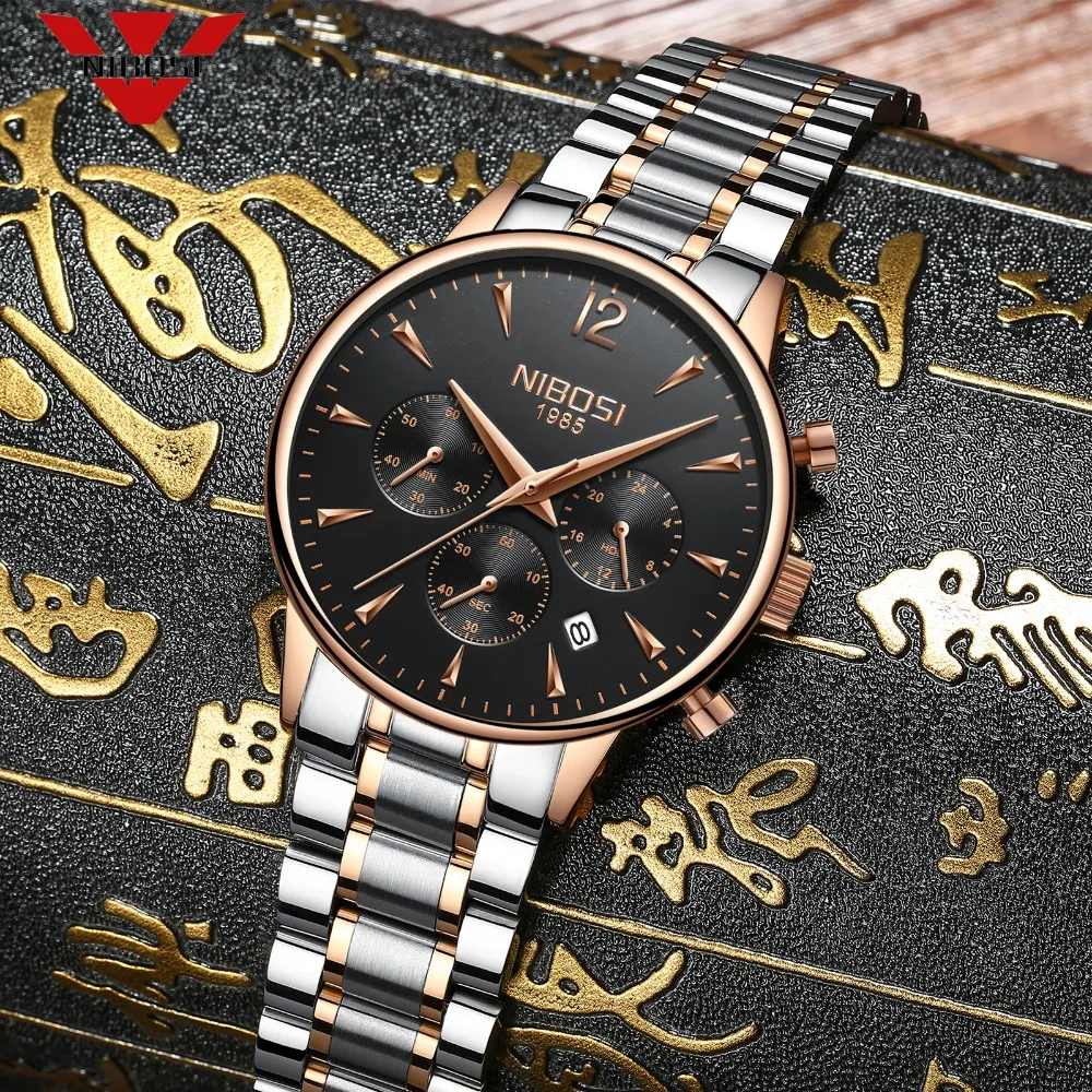 NIBOSI мужские часы Топ бренд Роскошные наручные водонепроницаемые спортивные
