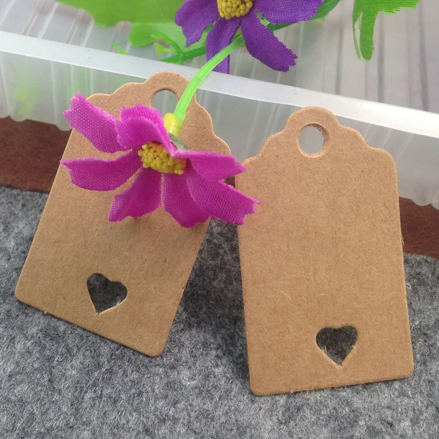 2015 Hot 3*5 см Повесить Карты DIY Коричневый Качели Одежды Сердце Отверстие Тег