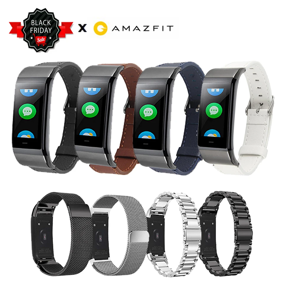 [Горячая] Huami Amazfit Cor Midong смарт-браслет сменный металлический Миланский Браслет из нержавеющей стали кожаный ремешок