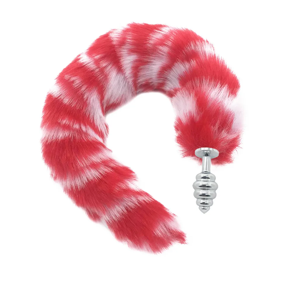 Анальная пробка с лисьим хвостом диаметром 27 мм металлическая ролевые игры фетиш