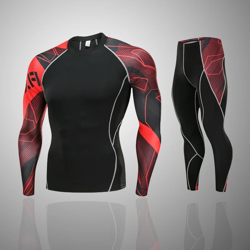 

men's sport suit rashgard kit 2 piece tracksuit men crossfit Shirts long sleeves men's clothing compression jogging suits mma