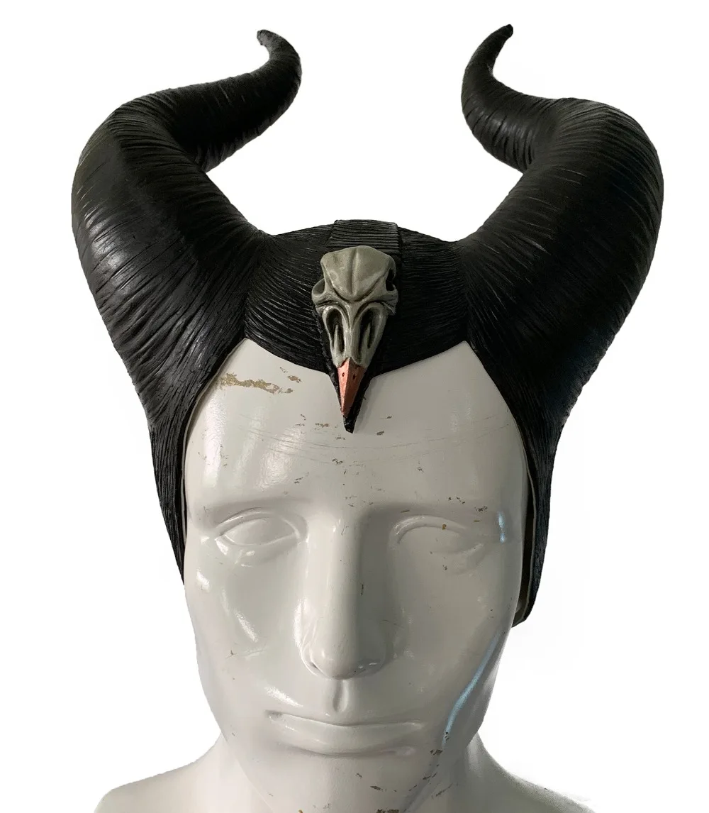 Maleficent рога головной убор для косплея маски Женская Черная Королева латексная Карнавальная маска на Хеллоуин вечерние аксессуары для косплея