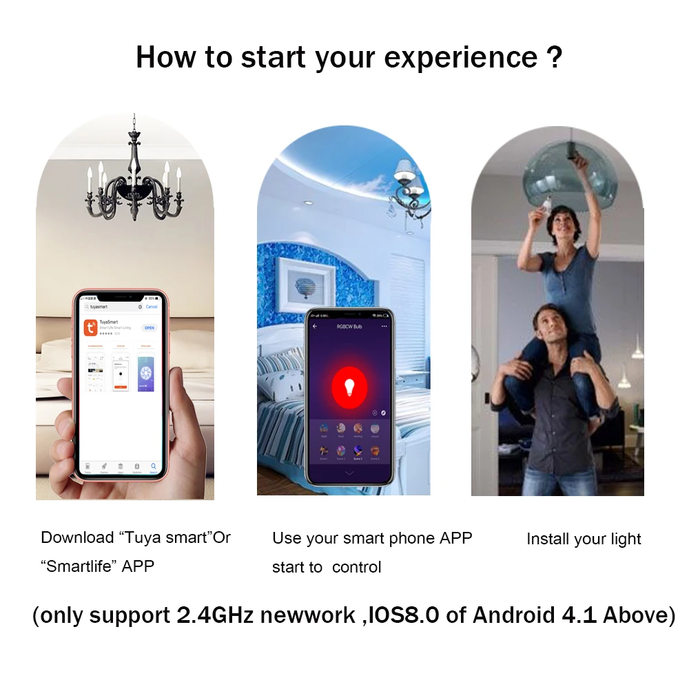 Boaz-EC Smart Light Bulb LED wifi lamp Compatible with Alexa Siri Google Home Color Changing Dimmable E27 light buib(7W)3Pack | Освещение