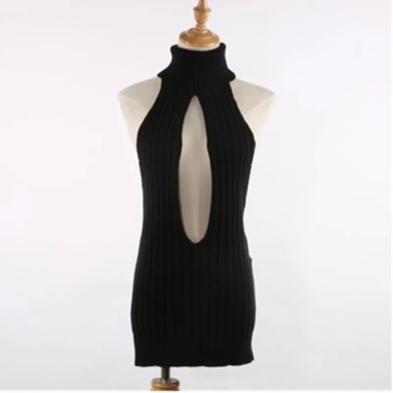 2019 New Sexy Women Backless Virgin Killer Sweater Bodysuit Turtleneck Open Chest Hollow Japanes Knitted Sweaters Pullovers W22 | Женская