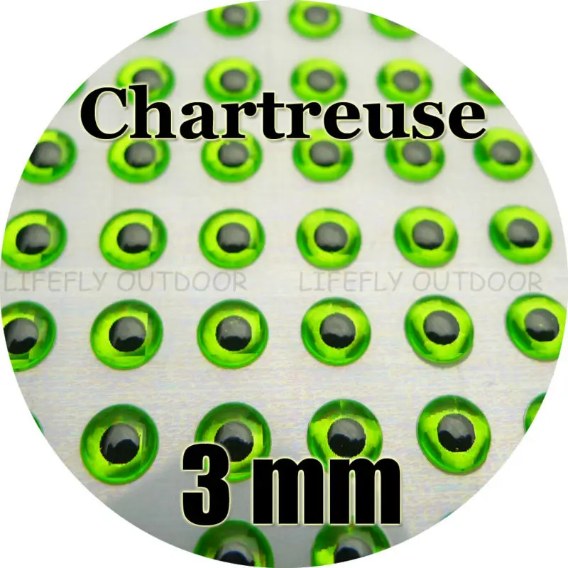 3 мм 3D Chartreuse/оптовая продажа 900 мягких формованных голографические глаза рыб Fly Jig