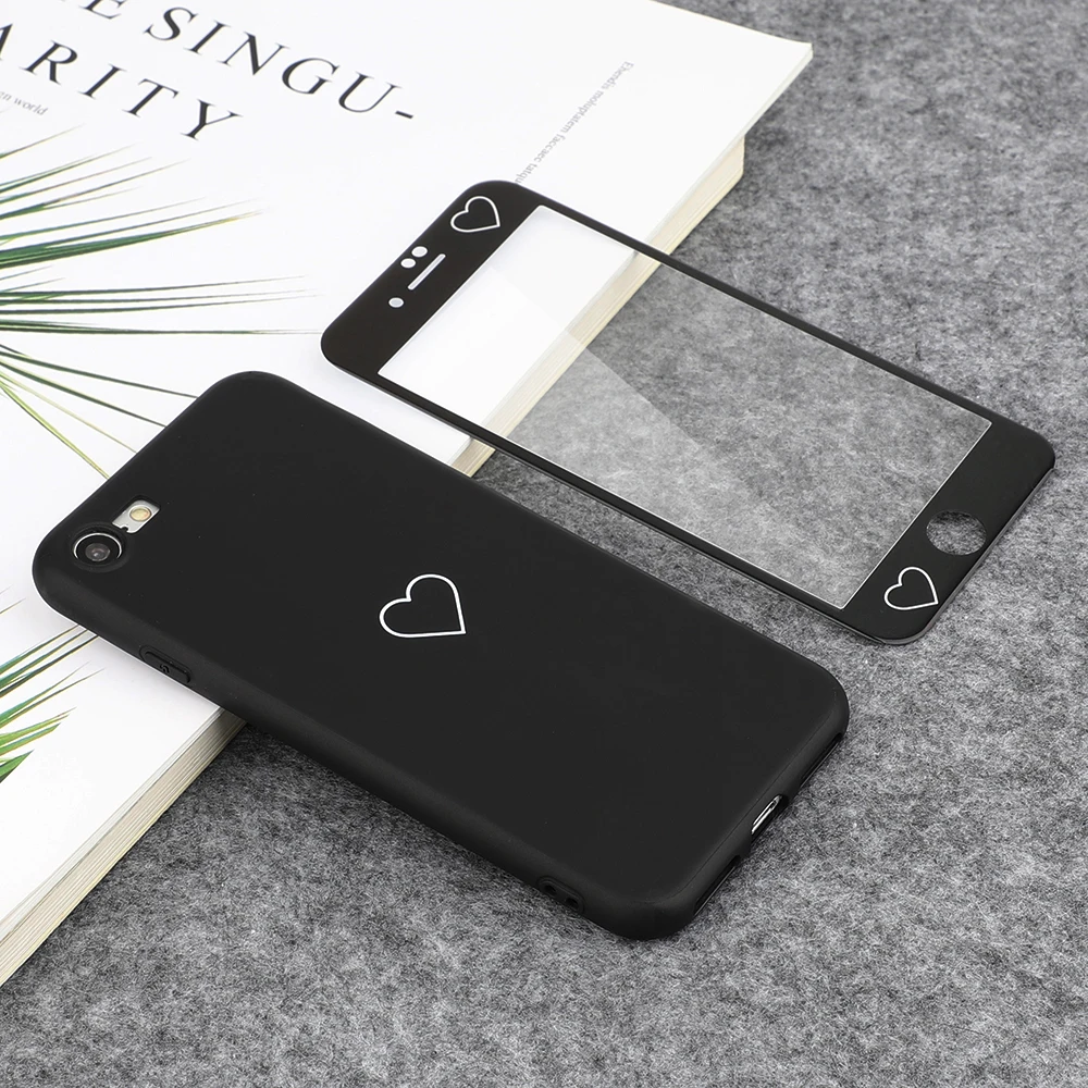 L-FADNUT 360 Полное покрытие протектор экрана для iPhone X Xr Xs Max 8 7 6 S 6 Plus 5 5S SE милый силиконовый мягкий ТПУ чехол из закаленного стекла