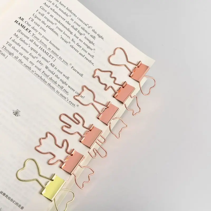 

12pcs Creative Cat Heart Cactus Binder Clip Paper Pile Photo Message Ticket Clips Organizer Korean Office School Supplies