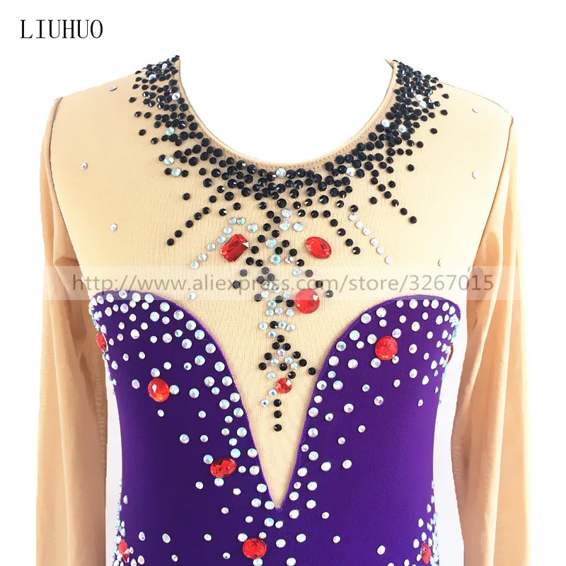 LIUHUO Women's Girls Costume Performance Rhythmic Gymnastics Ballet Competition Leotard Ice Figure Skating Dress Purple Teens |