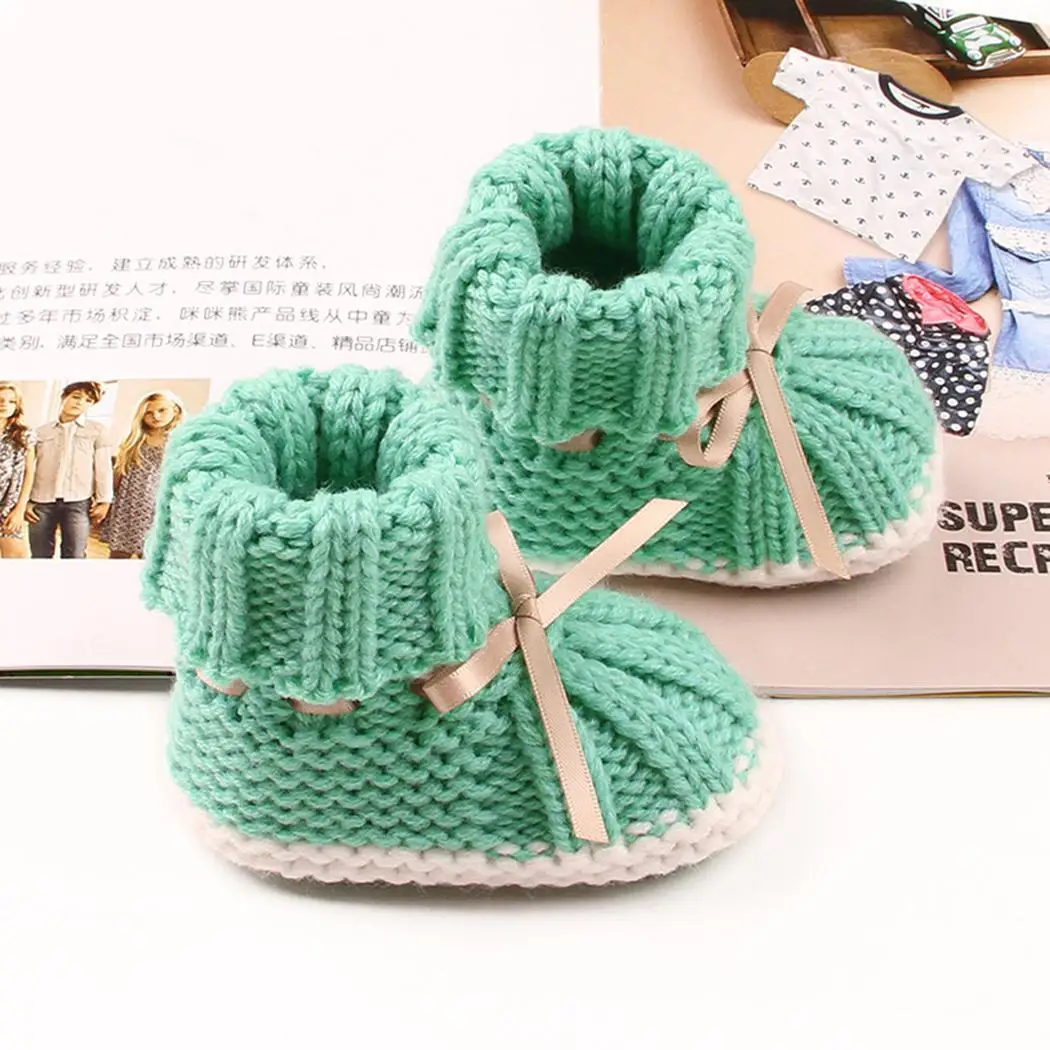 Green 24M Обувь для новорожденных; Bebe; обувь для новорожденных мальчиков и девочек; вязаные зимние сапоги ручной работы; ботинки для первых шагов; обувь для малышей; 6-24 м - Цвет: Green 24M