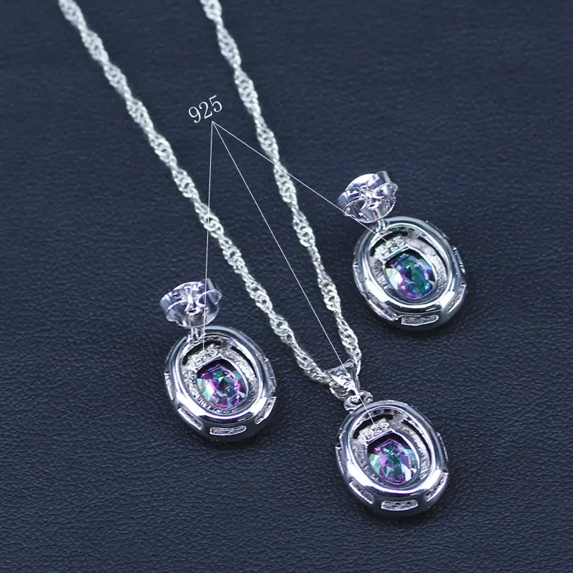 Серебряный цвет свадебные ювелирные изделия Радуга Циркон Ювелирные наборы для