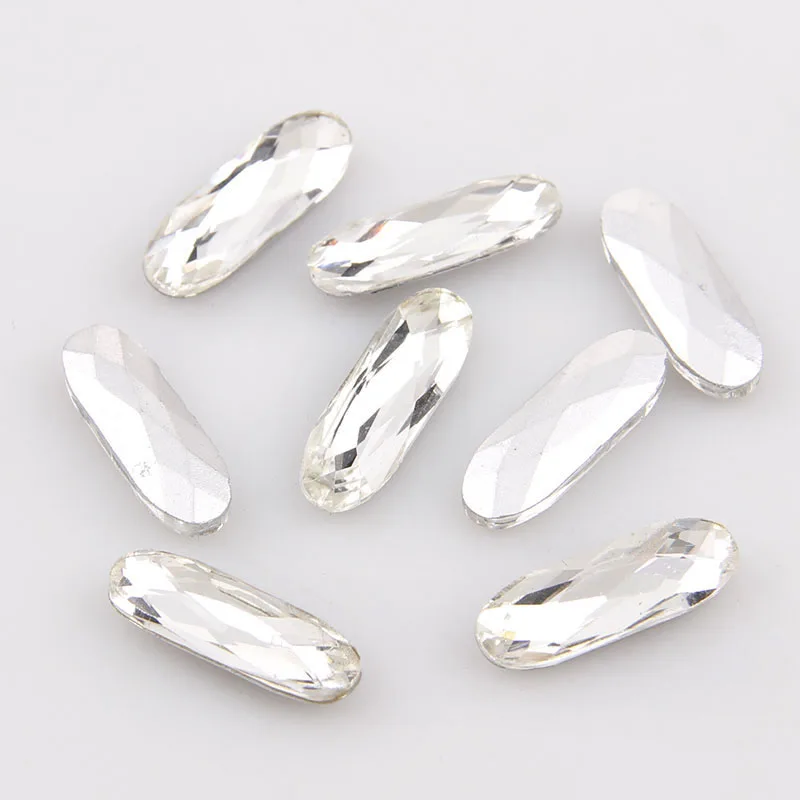 5 шт. Длинные овальные острые Стразы с прозрачным кристаллом для
