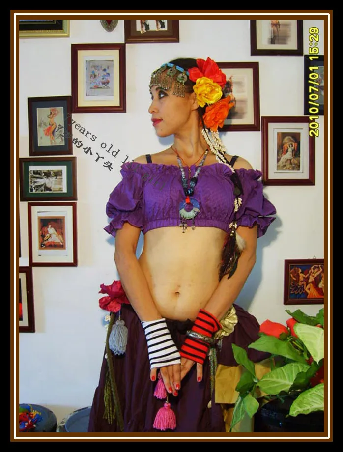 САР танец живота Ренессанс укороченный топ пират Wench Gypsy костюм феи крестьянское