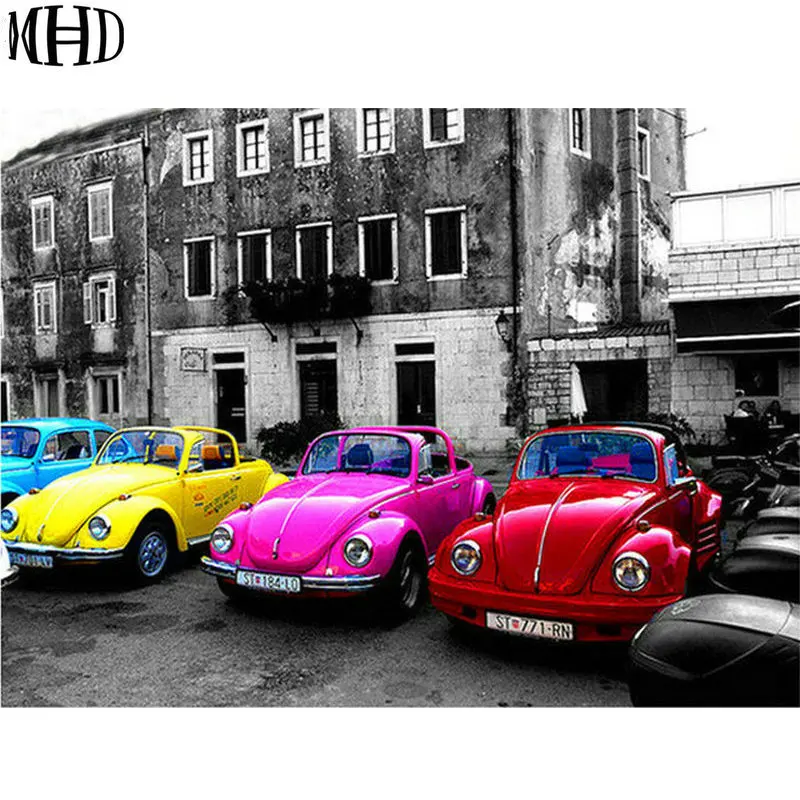 MHD 5D diy Алмазная вышивка автомобиля многоцветный 3D живопись классические