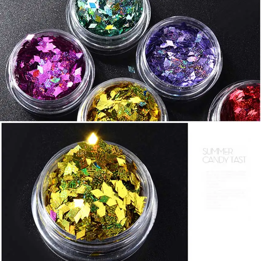 6 Boxes Colorful Rhombus Nail Art Sequins Holographic Silver Gold 3D Manicure Decoration | Красота и здоровье