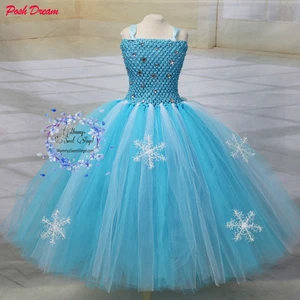 Шикарные детские платья-пачки принцессы Эльзы для девочек; Костюм принцессы на Хеллоуин; Детская одежда Эльзы для дня рождения