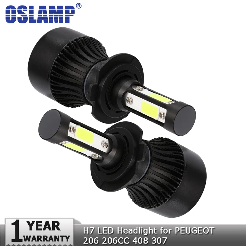 Oslamp H7 светодиодный фары 4 стороны люмен COB 100 Вт 10000lm автомобиля задние габаритные