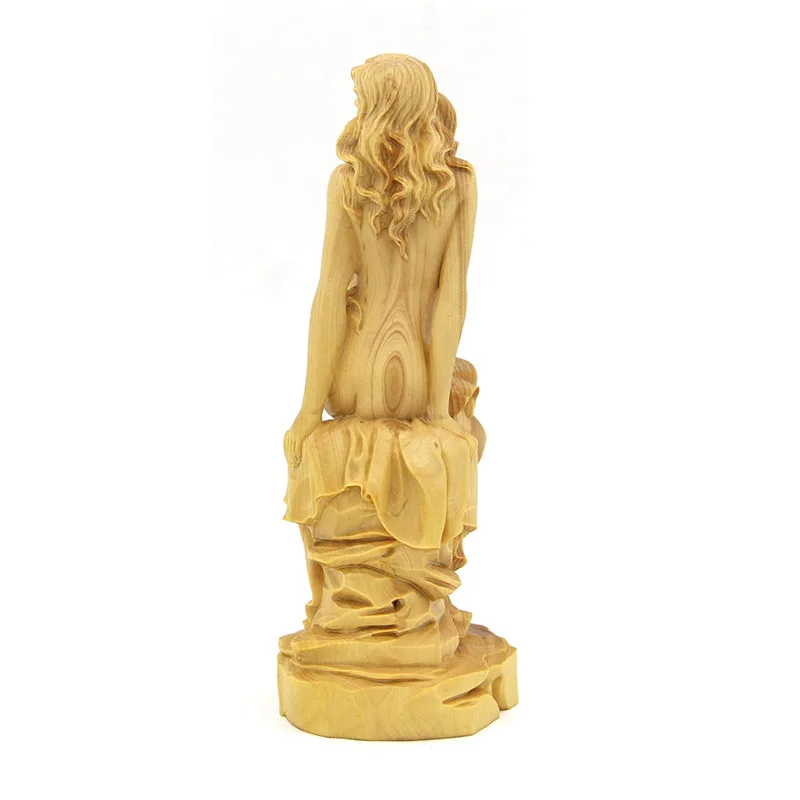 Household adornment boxwood carving character sculpture furnishing articles girl wild chrysanthemum flower crafts | Дом и сад
