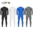 IIXPIN Мужская одежда для бальных танцев облегающий гимнастический костюм хорошо облегают Одна Деталь Воротник-стойка с длинным рукавом облегающее боди купальник для занятий танцами, бальный Купальник для танцев