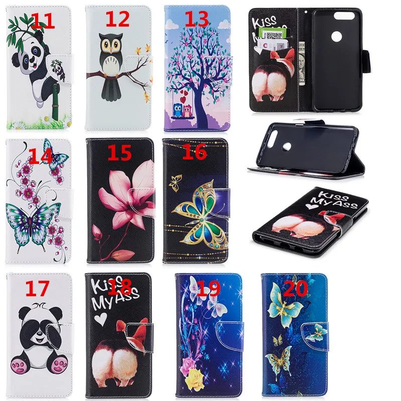 

100pcs/lot Butterfly Panda Double-sided Printed Wallet PU leather Phone Case For one plus 5t