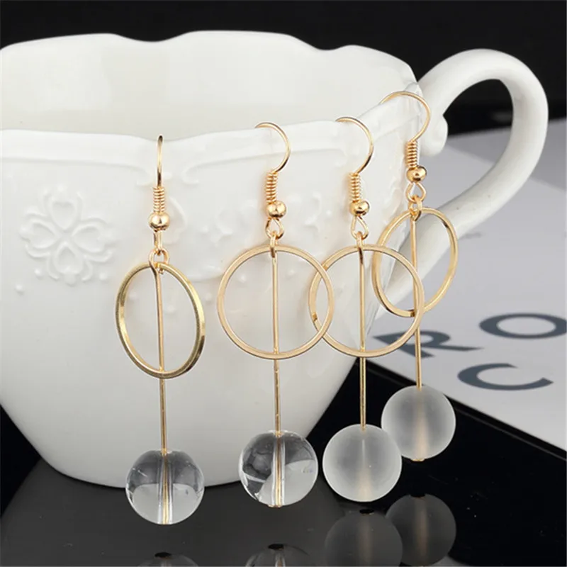 

Fashion woman Glass earrings Simple circular glass ball pendants earrings fine jewelry accessories dangle earrings for women