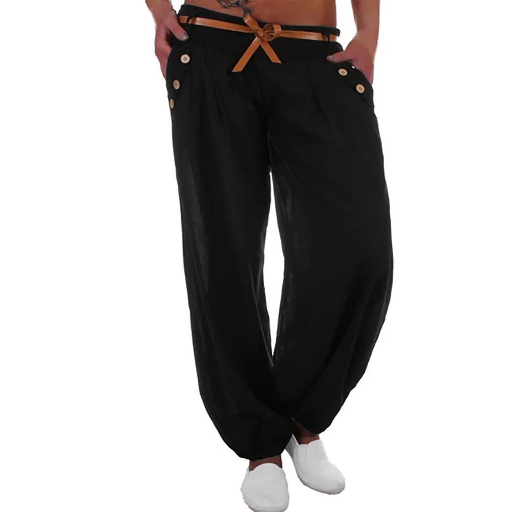 Женские брюки карго Длинные уличные эластичные с высокой талией и карманом