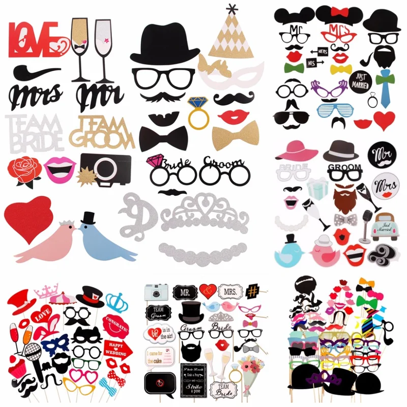 Photo Booth Props Wedding Photobooth Mr Mrs Decor Team Bride Bridal Just Married Graduation Babyshower QT90 | Дом и сад
