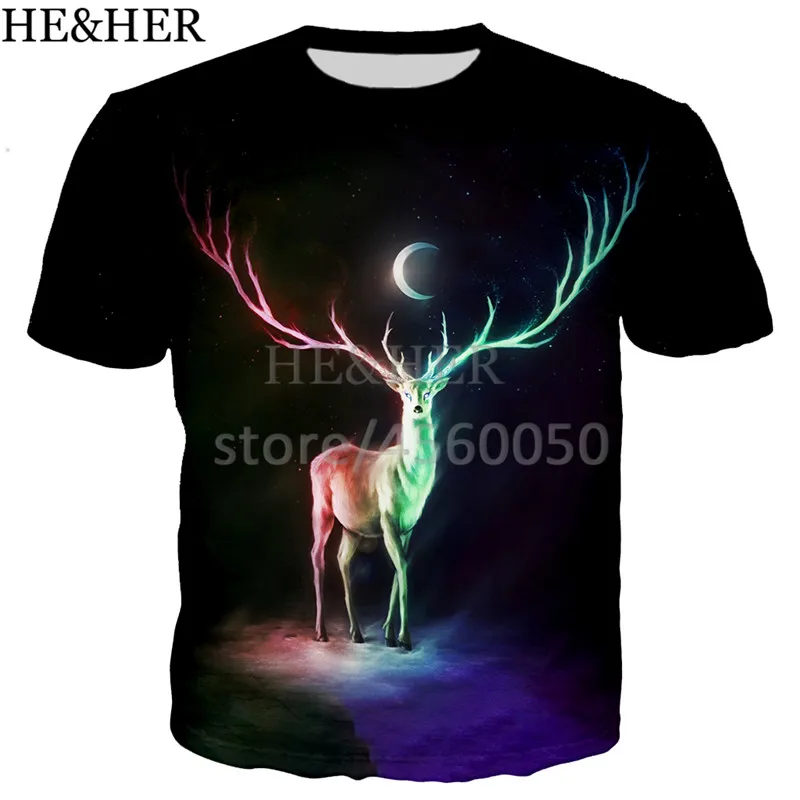 

New funny t shirts animal Deer men/women 3D print t-shirts Short sleeve Harajuku style tshirt streetwear summer tops