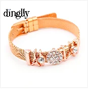 DINGLLY модные новые черные сетчатые браслеты из нержавеющей стали для женщин ключ-сердце, замок на велосипеде золотые бусины бренды браслеты подарок