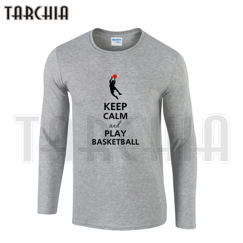 Мужская футболка TARCHIA с длинным рукавом модная тенниска из хлопка надпись Keep Calm