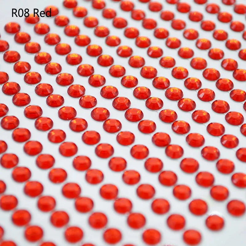 R08 Red 3/4/5/6 мм акриловые самостоятельно самоклеящиеся стразы стикеры сделай сам наклейка Скрапбукинг наклейки мобильных телефонов/ПК Декор блестящие камни для рукоделия расходных материалов - Цвет: R08 Red